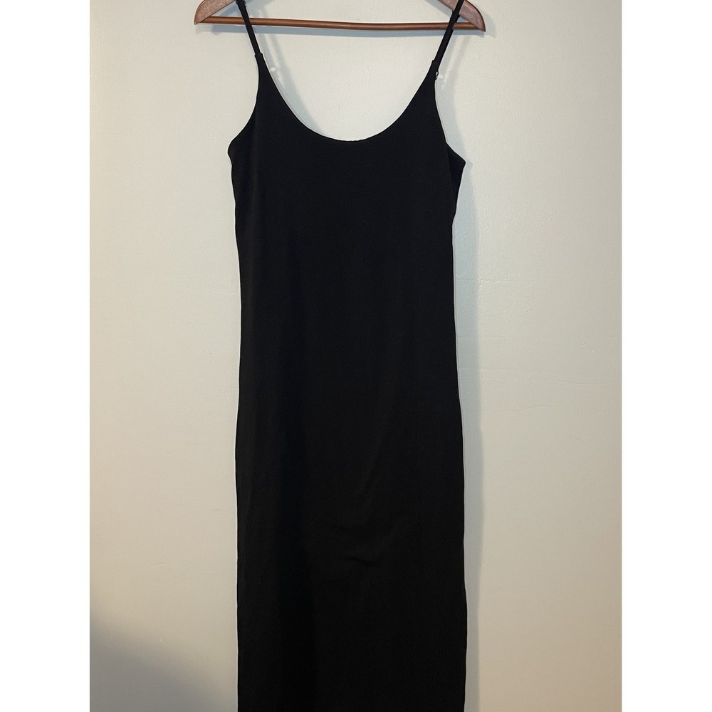 Gretchen Scott M Black Cotton‎ Stretch Spaghetti Strap Dress Long